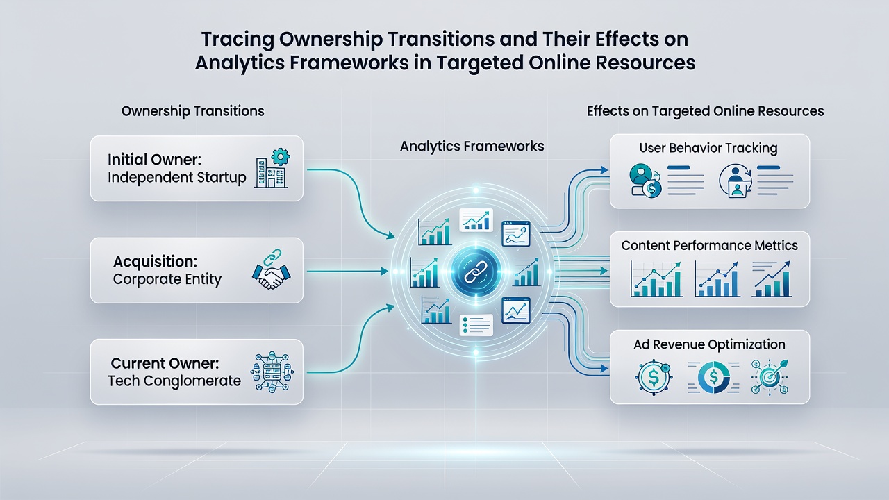 Flow diagram of analytics reconfiguration steps following a change in website ownership
